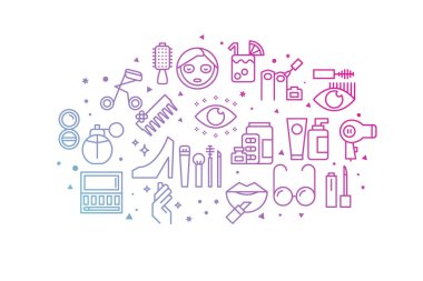 Güzellik ve moda degrade çizgi simgeler illüstrasyon