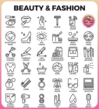 Güzellik ve moda Icon set