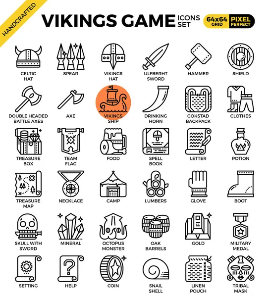 Fantasía vikingos juego iconos — Archivo Imágenes Vectoriales