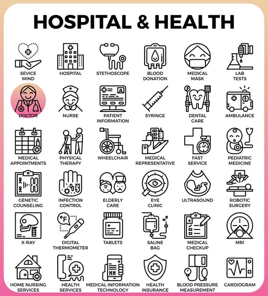 Icônes concept Hôpital et Santé — Image vectorielle