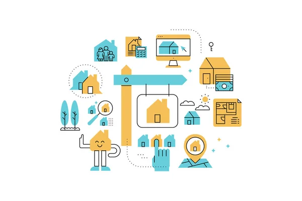 Illustration Immobilien Linie Symbole — Stockvektor