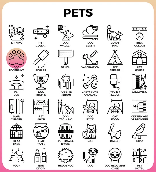 Pets concept detailed line icons — Stock Vector