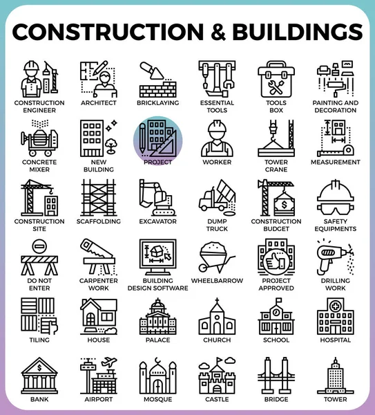 Bouw & gebouwen pictogrammen — Stockvector