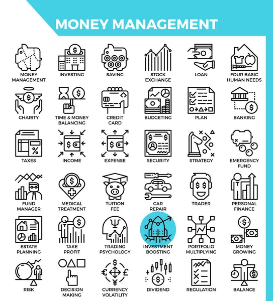 Icônes de gestion monétaire — Image vectorielle
