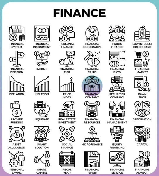 Iconos de línea financiera — Vector de stock