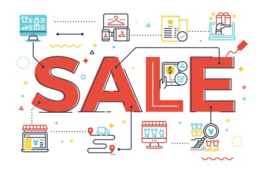 Satılık kelime yazı illüstrasyon