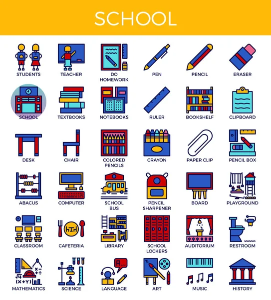 Icone della scuola e dell'istruzione — Vettoriale Stock