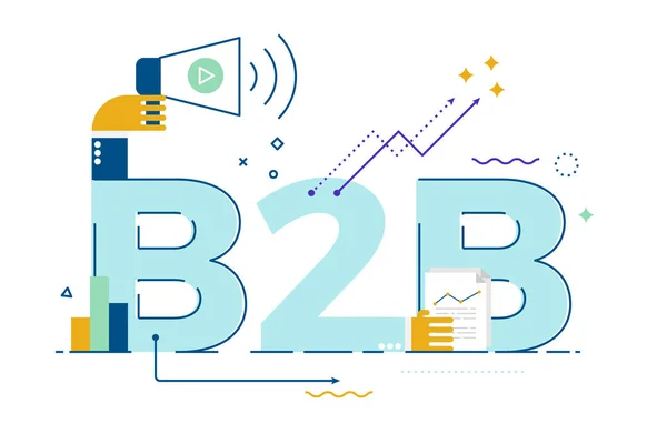 B2B: Business to business, illustrazione delle parole — Vettoriale Stock