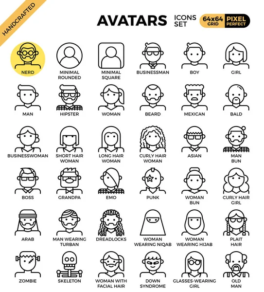 Menselijke diversiteit avatar pictogrammen — Stockvector