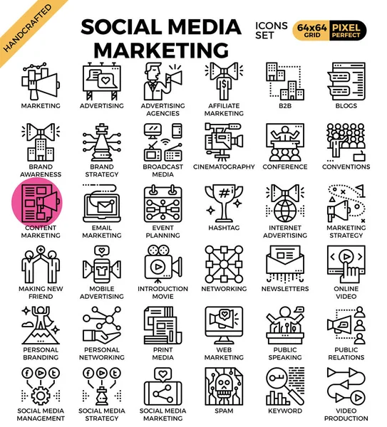 Symbole des Social-Media-Marketings — Stockvektor