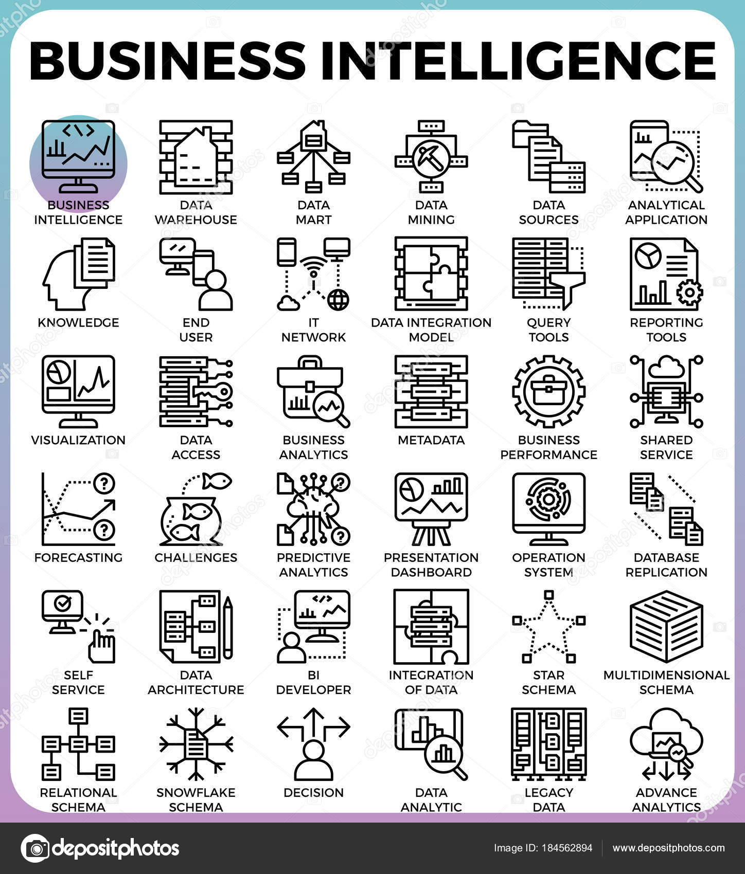 Business intelligence(BI) concept icons — Stock Vector © nongpimmy ...