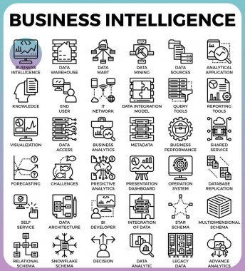İş intelligence(Bi) kavramı ikonları/simgeleri