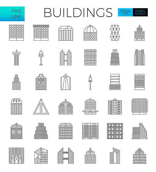 Building in the city icons