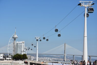 Telecabine Lisboa adlı Parque das Nacoes (Park of Nations) Lizbon, Portekiz