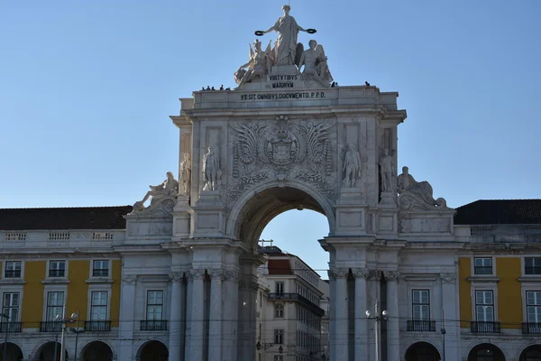 Rua Augusta Arch in Praca do Comercio a Lisbona, Portogallo — Foto Stock
