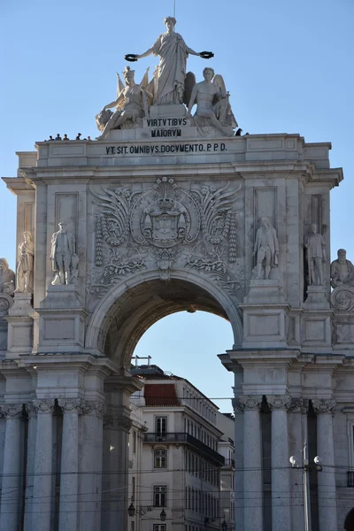 Rua Augusta Arch in Praca do Comercio a Lisbona, Portogallo — Foto Stock
