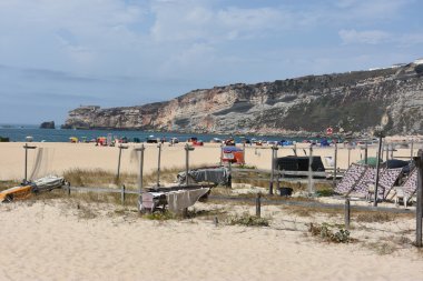 Balık Nazare balıkçı köyü Portekiz plaj kurutma