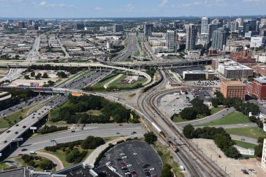 Dallas, Teksas'ın havadan görünümü