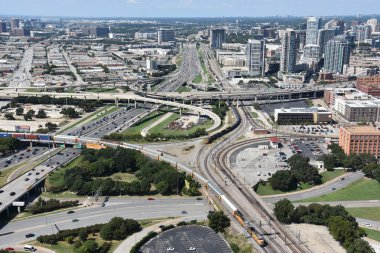 Dallas, Teksas'ın havadan görünümü