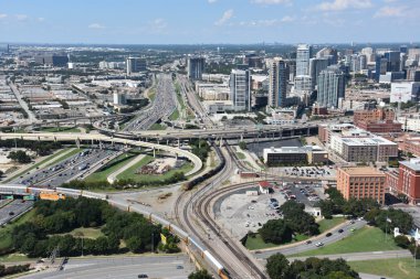 Dallas, Teksas'ın havadan görünümü