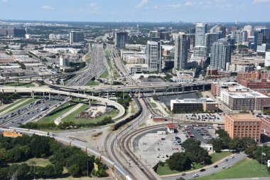 Dallas, Teksas'ın havadan görünümü