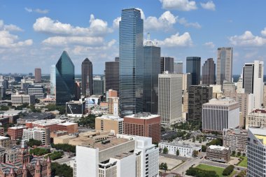 Dallas, Teksas'ın havadan görünümü