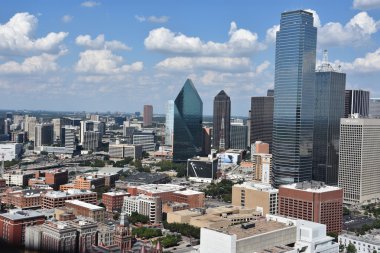 Dallas, Teksas'ın havadan görünümü
