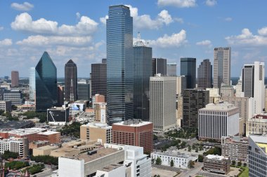 Dallas, Teksas'ın havadan görünümü
