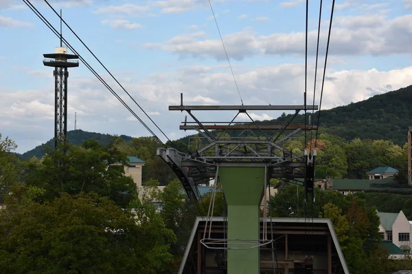 Gatlinburg Oct Aerial Tramway Ober Gatlinburg Downtown Gatlinburg Tennessee Seen — Stock Photo, Image