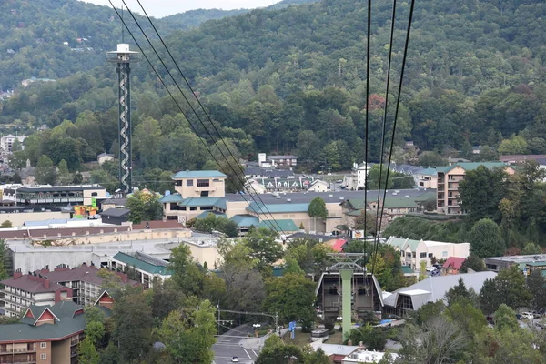 Gatlinburg Oct Aerial Tramway Ober Gatlinburg Downtown Gatlinburg Tennessee Seen — Stock Photo, Image