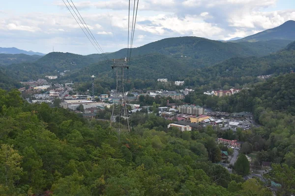 Gatlinburg Oct Aerial Tramway Ober Gatlinburg Downtown Gatlinburg Tennessee Seen — Stock Photo, Image