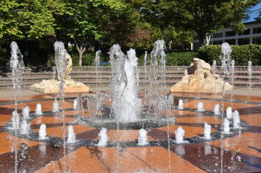 Chattanooga, Tennessee Coolidge Park'ta etkileşimli çeşme