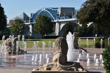 Chattanooga, Tennessee Coolidge Park'ta etkileşimli çeşme