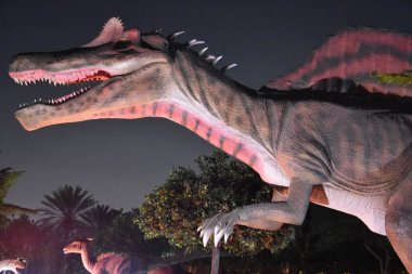 Dubai, Birleşik Arap Emirlikleri Dubai Bahçe kızdırma parkında dinozor