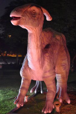 Dubai, Birleşik Arap Emirlikleri Dubai Bahçe kızdırma parkında dinozor