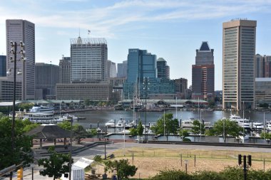 Federal Hill Park, Baltimore, Maryland Inner Harbor görünümünü