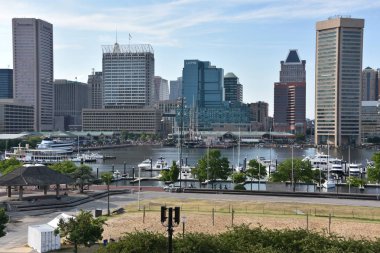 Federal Hill Park, Baltimore, Maryland Inner Harbor görünümünü