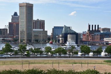 Federal Hill Park, Baltimore, Maryland Inner Harbor görünümünü