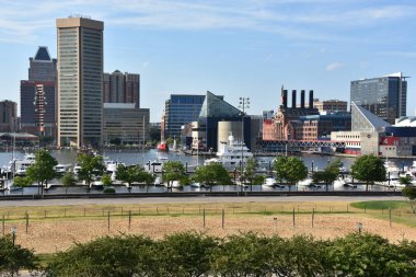 Federal Hill Park, Baltimore, Maryland Inner Harbor görünümünü