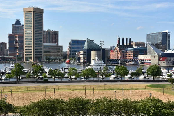 Federal Hill Park, Baltimore, Maryland Inner Harbor görünümünü