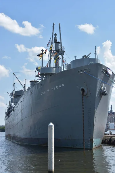 ボルチモア メリーランド Uss ジョン ブラウン ボルティモア メリーランド州 2017 日に見られる 彼女は博物館船とクルーズ船のクリントン通り桟橋 — ストック写真