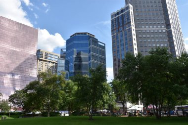 Minnesota, Minneapolis - Tem 27: Downtown Minneapolis Minnesota, 27 Temmuz 2017 üzerinde görüldüğü gibi. Minneapolis Minnesota eyaletinde büyük kentidir.