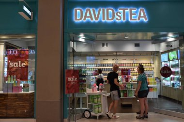BLOOMINGTON, MINNESOTA - JUL 27: Davids Tea at Mall of America in Bloomington, Minnesota, as seen on July 27, 2017. It is the second largest mall in terms of leaseable space and the largest mall in the United States in terms of total floor area. clipart