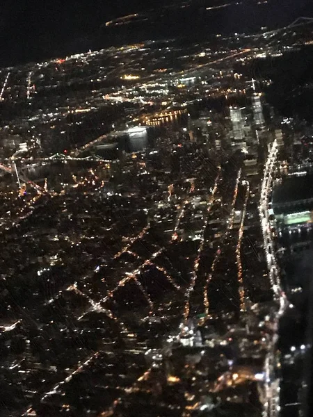New York 7月30日 2017年7月30日に見られるように 夜のニューヨークの空中ビュー — ストック写真