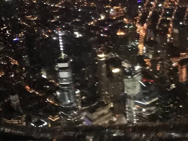 Нью Йорк Нью Йорк Июля Вид Воздуха Нью Йорк Ночью — стоковое фото