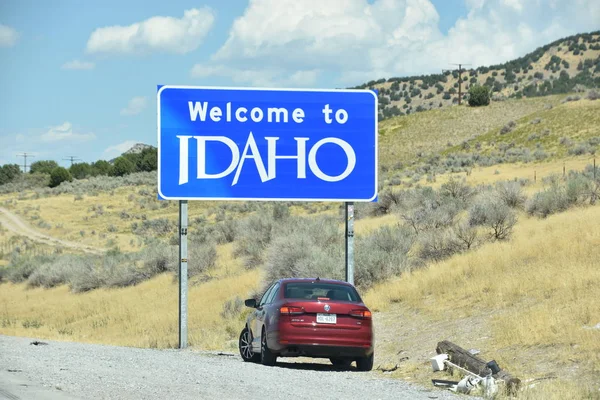 Idaho Caída Ago Bienvenido Idaho Firmar Idaho Como Ago 2017 —  Fotos de Stock