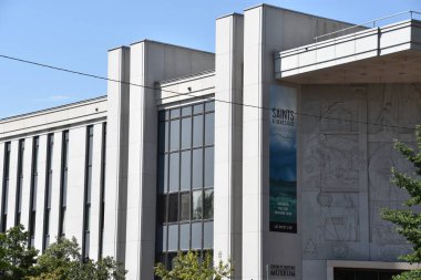 Salt Lake City, Ut - Ağustos 28: Kilise Tarih Müzesi at Temple Square Salt Lake City, Utah, 28 Ağustos 2017 üzerinde görüldüğü gibi. Kilise of Jesus Christ of Latter-day Saints tarafından işletilen premier müzesidir.