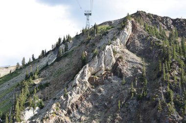 Sandy, Ut - Ağustos 29: Hava tramvay Snowbird Resort Sandy, Utah, 29 Ağustos 2017 üzerinde görüldüğü gibi. Üst 10 dakika gezisi sırasında yolcular 1.6 mil kablo boyunca ve 2900 dikey feet up whisks.