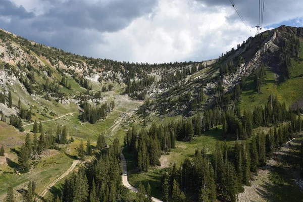 Sandy Sie Aerial Tramwaj Ośrodku Snowbird Sandy Utah Jak Widać — Zdjęcie stockowe