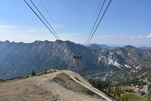 Санди Августа Вид Аэротрапа Курорте Snowbird Resort Сэнди Штат Юта — стоковое фото